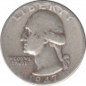 Монета. США. 25 центов 1947 год. ав.