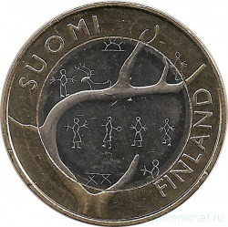 Монета. Финляндия. 5 евро 2011 год. Исторические регионы Финляндии. Лапландия. 