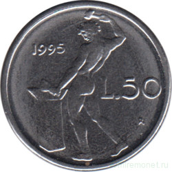 Монета. Италия. 50 лир 1995 год.