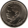 Монета. США. 1 доллар 2013 год. Теодор Рузвельт президент США № 26.