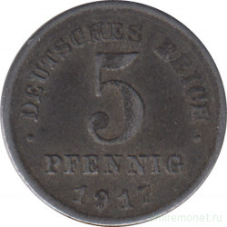 Монета. Германия (Германская империя 1871-1922). 5 пфеннигов 1917 год. (J).