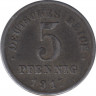 Монета. Германия (Германская империя 1871-1922). 5 пфеннигов 1917 год. (J). ав.