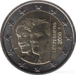 Монета. Люксембург. 2 евро 2009 год. 90 лет вступления на престол герцогини Шарлотты.