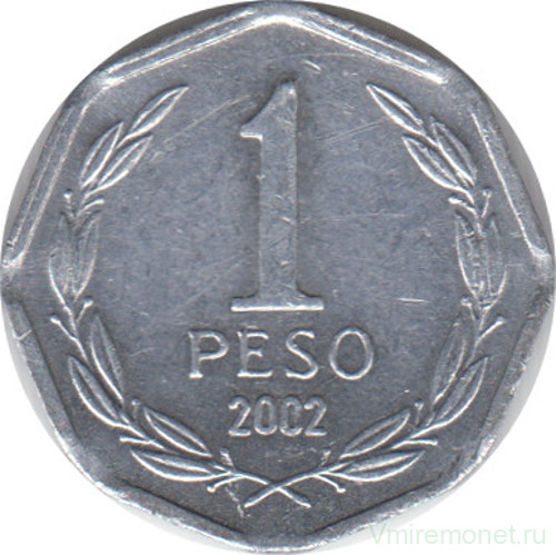 Монета. Чили. 1 песо 2002 год.