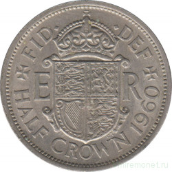 Монета. Великобритания. 1/2 кроны (2.5 шиллинга) 1960 год.