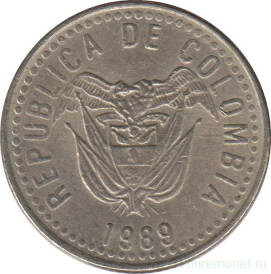 Монета. Колумбия. 10 песо 1989 год. Новый тип.