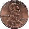 Аверс. Монета. США. 1 цент 2014 год.