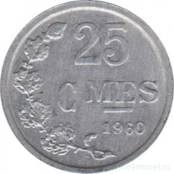 Монета. Люксембург. 25 сантимов 1960 год.