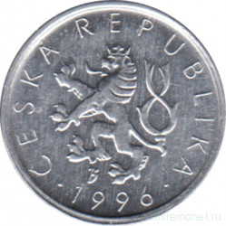 Монета. Чехия. 10 геллеров 1996 год.