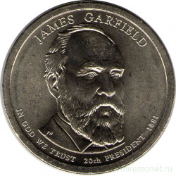 Монета. США. 1 доллар 2011 год. Президент США № 20, Джеймс Гарфилд. Монетный двор D.