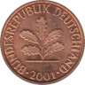 Монета. ФРГ. 1 пфенниг 2001 год. Монетный двор - Штутгарт (F). ав.