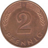 Монета. ФРГ. 2 пфеннига 1977 год. Монетный двор - Мюнхен (D). рев.