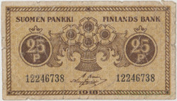 Банкнота. Финляндия. 25 пенни 1916 год. Тип 17.
