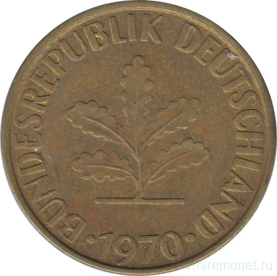Монета. ФРГ. 10 пфеннигов 1970 год. Монетный двор - Мюнхен (D).