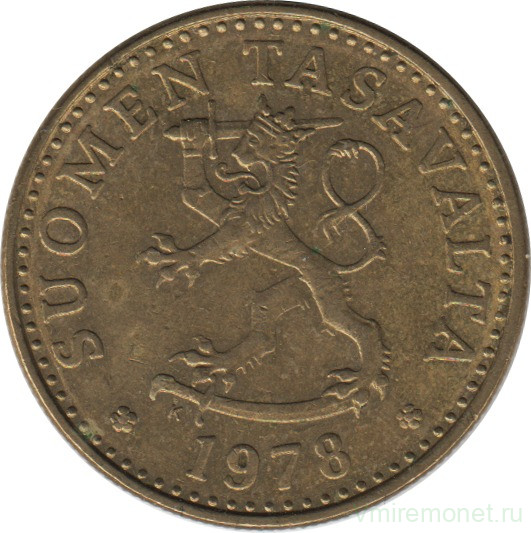 Монета. Финляндия. 20 пенни 1978 год.