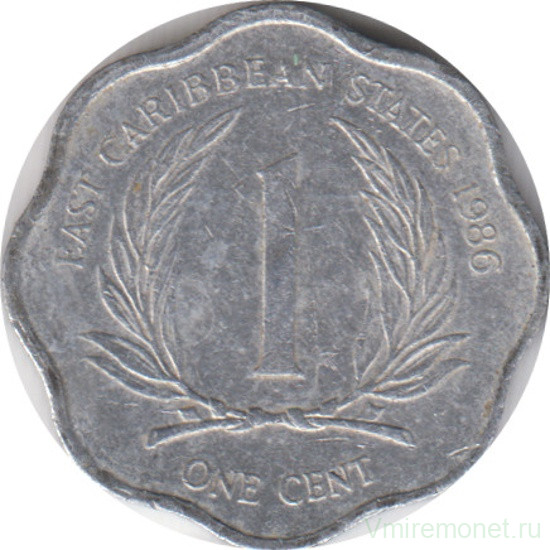 Монета. Восточные Карибские государства. 1 цент 1986 год.