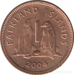 Монета. Фолклендские острова. 1 пенни 2004 год.