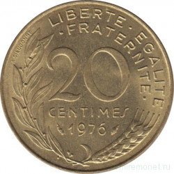 Монета. Франция. 20 сантимов 1976 год.