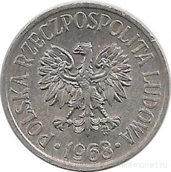 Монета. Польша. 5 грошей 1968 год.