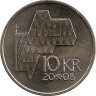 Монета. Норвегия. 10 крон 2008 год. ав.