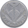 Монета. Франция. 1 франк 1943 год. Монетный двор - Париж. Правительство Виши. рев.