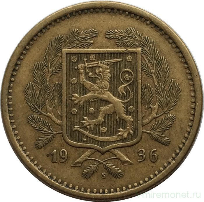 Монета. Финляндия. 20 марок 1936 год.