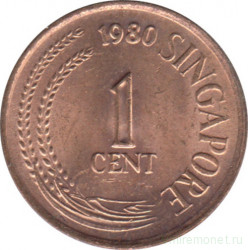 Монета. Сингапур. 1 цент 1980 год.