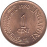 Монета. Сингапур. 1 цент 1980 год. ав.