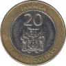 Монета. Ямайка. 20 долларов 2008 год. (немагнитная). рев.