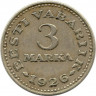 Монета. Эстония. 3 марки 1926 год.