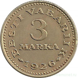 Монета. Эстония. 3 марки 1926 год.