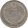 Аверс.Монета. Латвия. 2 лата 1925 год.