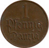 Аверс. Монета. Польша. Данциг. 1 пфенниг 1930 год.