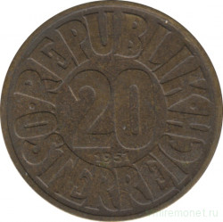 Монета. Австрия. 20 грошей 1951 год.