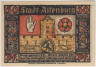 Бона. Нотгельд. Германия. Город Альтенбург. 50 пфеннигов 1921 год. Реверс 2. Вариант 21.1.b.2. ав.