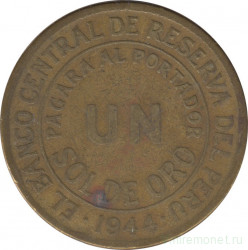 Монета. Перу. 1 соль 1944 год.