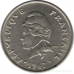 Монета. Новые Гебриды (Вануату). 20 франков 1967 год. 