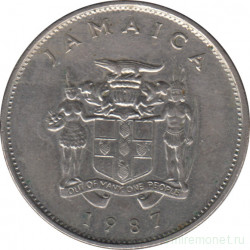Монета. Ямайка. 20 центов 1987 год.