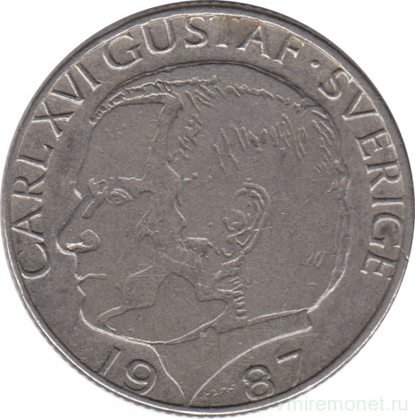 Монета. Швеция. 1 крона 1987 год.