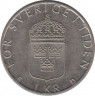 Реверс. Монета. Швеция. 1 крона 1987 год.