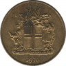 Монета. Исландия. 1 крона 1970 год. ав.
