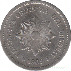 Монета. Уругвай. 5 сентесимо 1909 год.