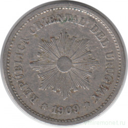 Монета. Уругвай. 5 сентесимо 1909 год.