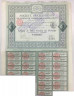 Акция. Франция. Париж. "Societe Franco-Russe de Produits Chimiques and d'Explosifs". Акция 100 франков 1910 год. С 27-мя купонами.