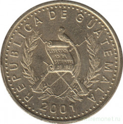 Монета. Гватемала. 50 сентаво 2001 год.