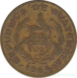 Монета. Гватемала. 1 сентаво 1964 год.