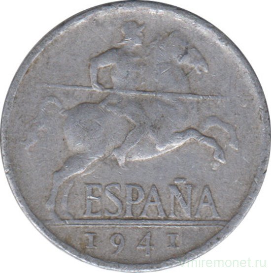 Монета. Испания. 5 сентимо 1941 год.