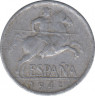 Монета. Испания. 5 сентимо 1941 год. ав.