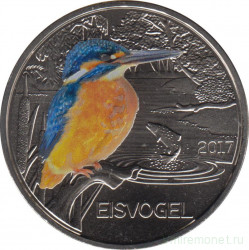 Монета. Австрия. 3 евро 2017 год. Зимородок.
