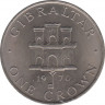 Монета. Гибралтар. 1 крона 1970 год. ав.